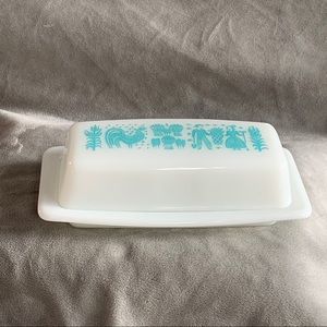 PYREX Vintage Amish Butterprint Blue Butter dish